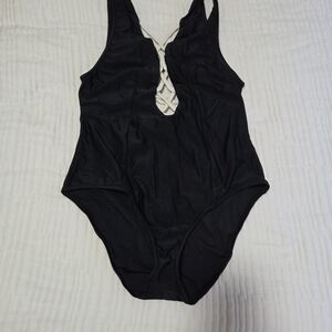 VENUS Black One-Piece Swimsuit with Cream Lace Detail